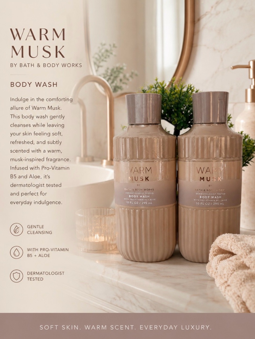 Bath and Body Works WARM MUSK Body Wash DUO